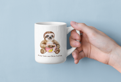 "Keep Calm and Drink Coffee" Sloth Coffee Mug