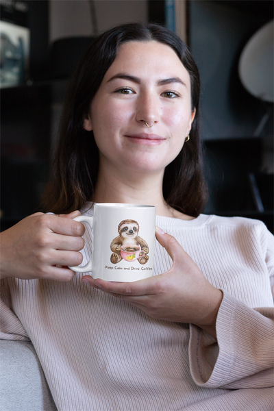 "Keep Calm and Drink Coffee" Sloth Coffee Mug